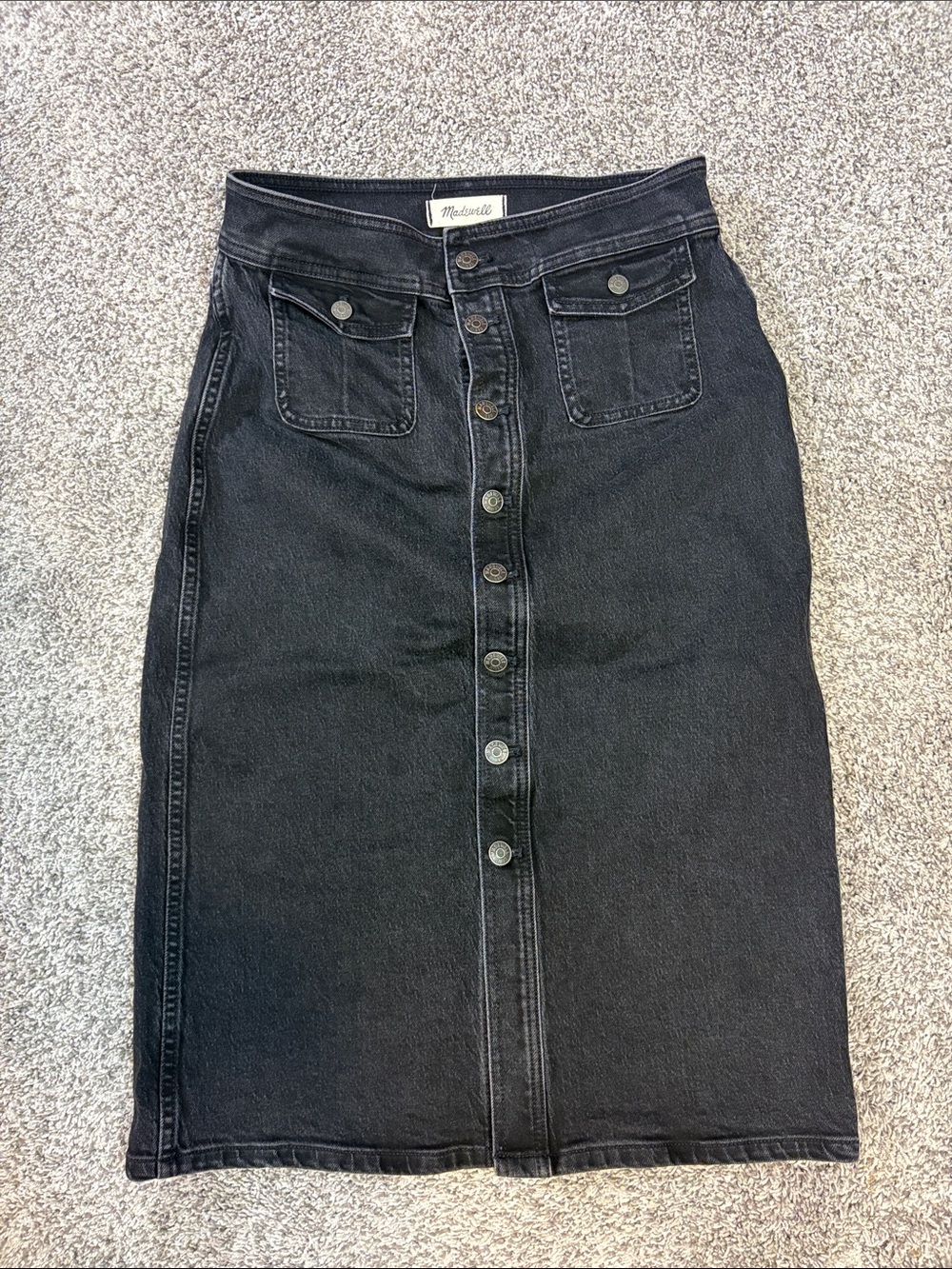 MADEWELL Button-Front Denim Midi Skirt